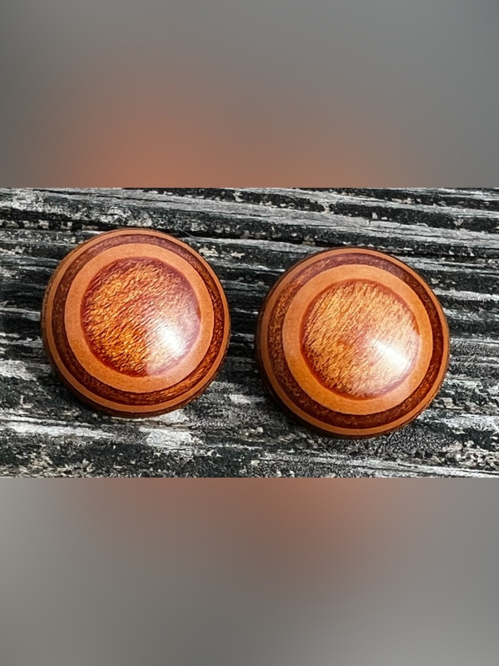 Wooden Round Cufflinks in Natural Brown - Unbranded